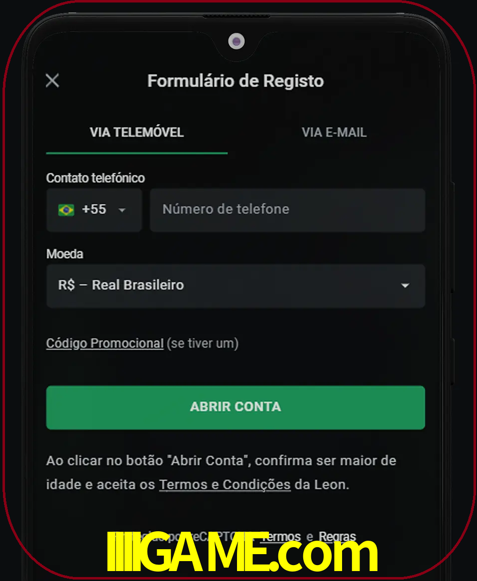 Abra o aplicativo e inicie o processo de registro.