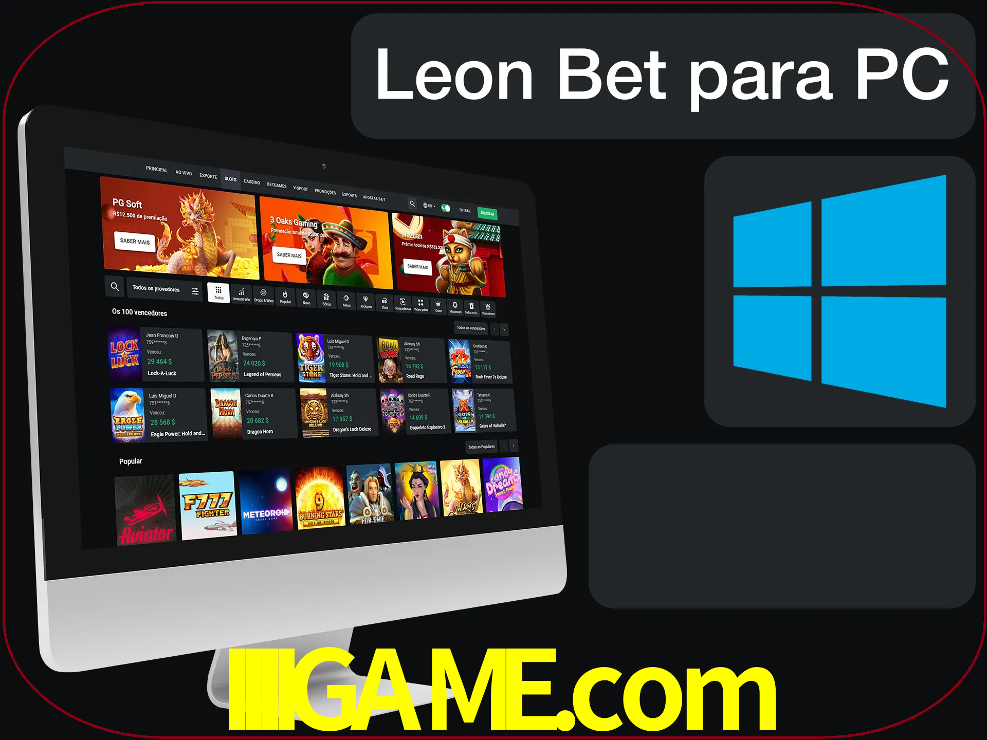 Aposte e jogue em nosso cassino usando o PC.