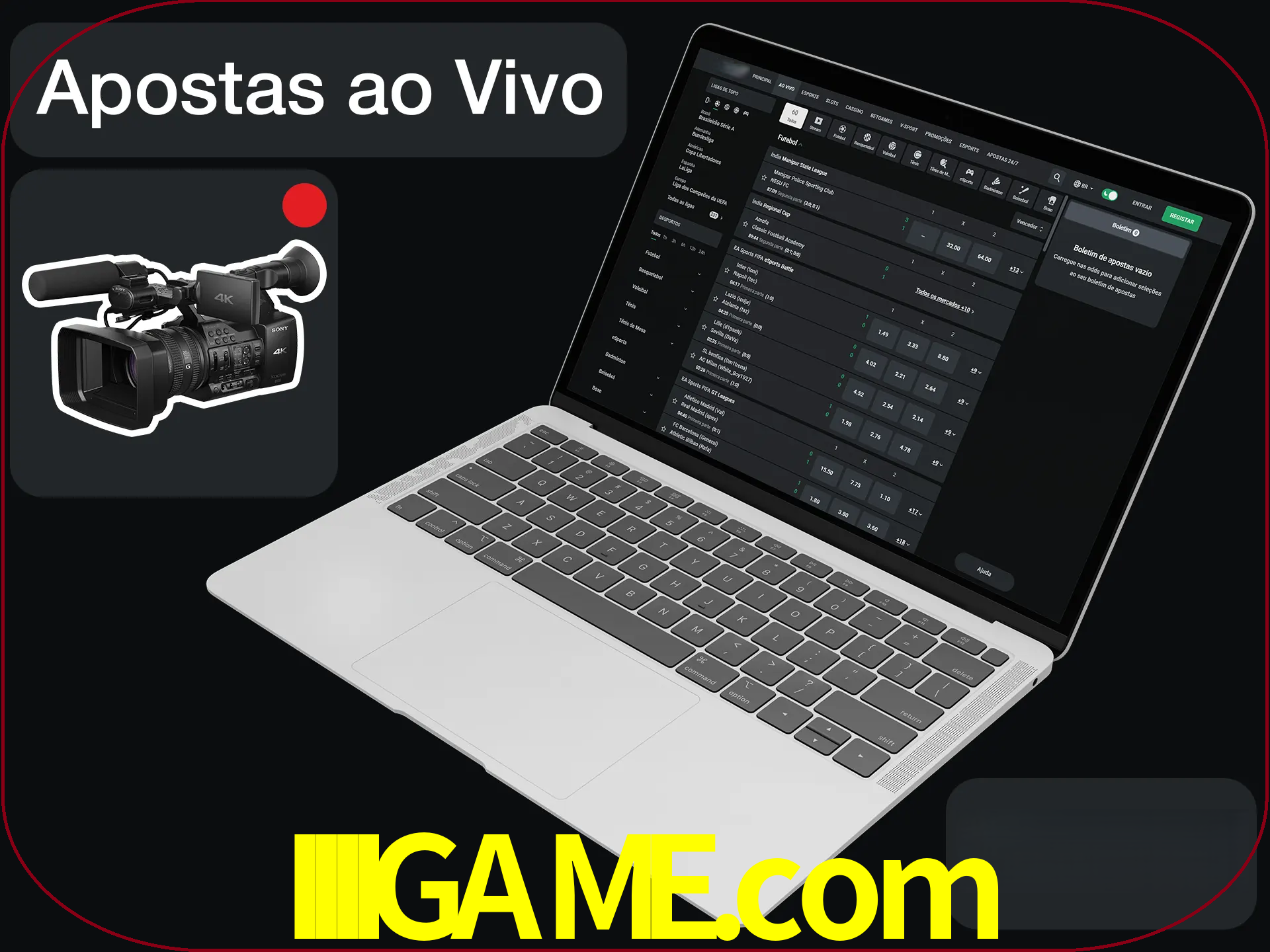 Aposte em formato ao vivo em nosso site.