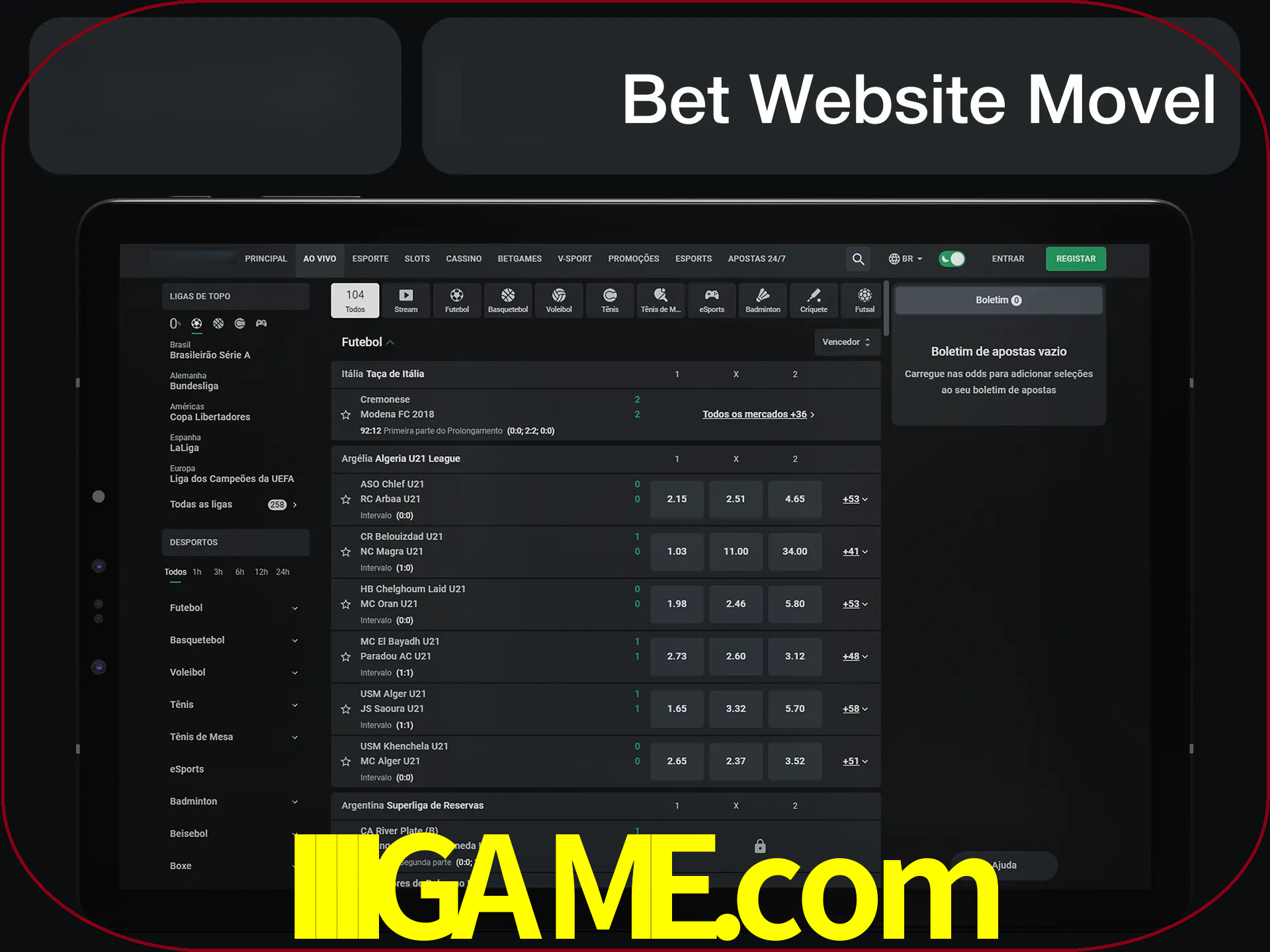 Use nosso website em qualquer dispositivo.
