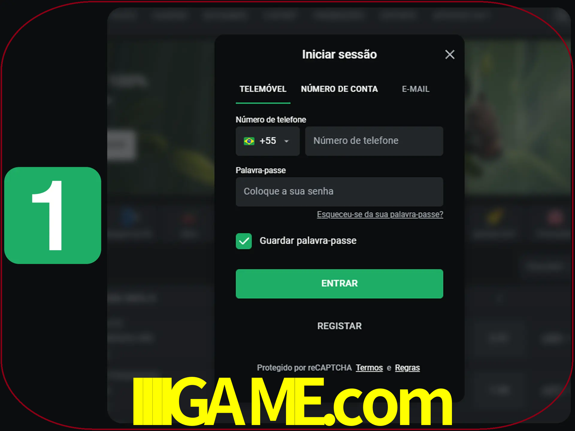 Clique no botão Entrar.
